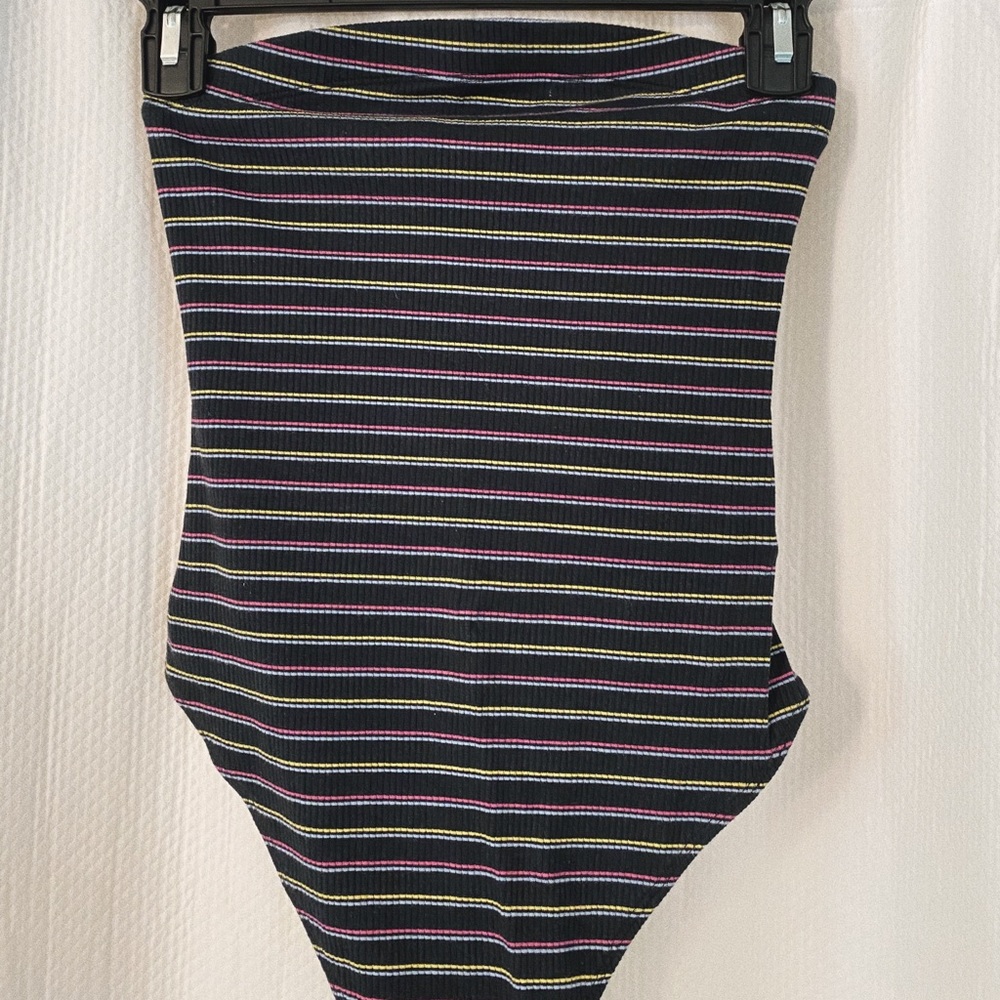 Urban Outfitters Strapless Neon Strip Top.
